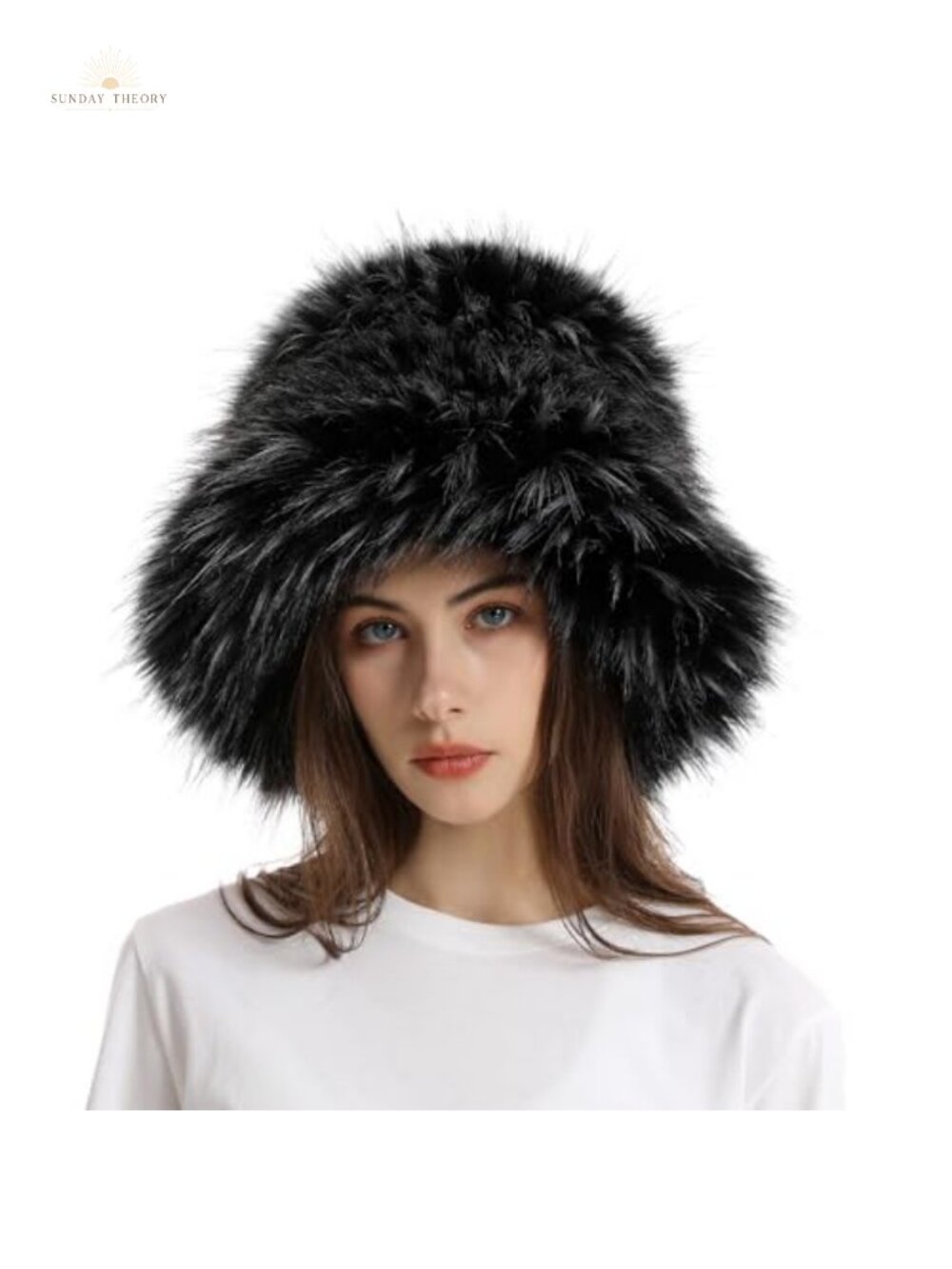 Women's Faux Fur Bucket Hat Fluffy Shaggy Winter Warm Furry Adjustable